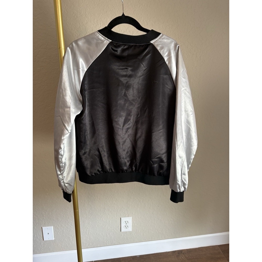 Miss London Women's Silky Floral Bomber Jacket Size XL Artsy Streetwear Glam - Picture 5 of 7